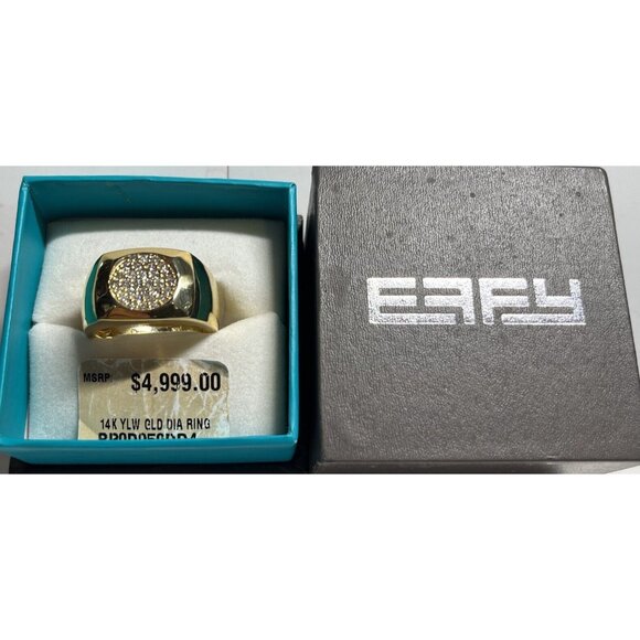 $4999 Designer EFFY Men's Size 10 Boxed Diamond Ring 14K Gold 12.4 Grams W Tag!